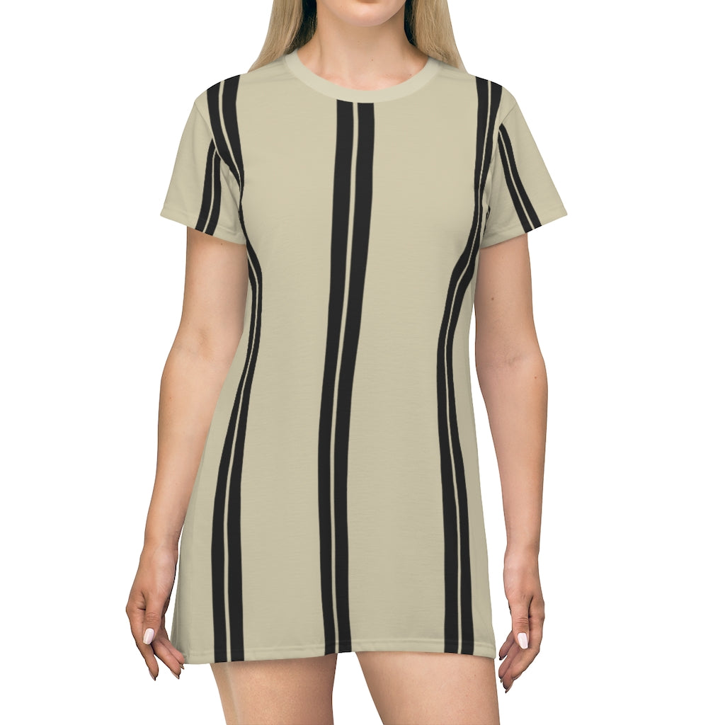 Solid Natural BL Stripes T-shirt Dress