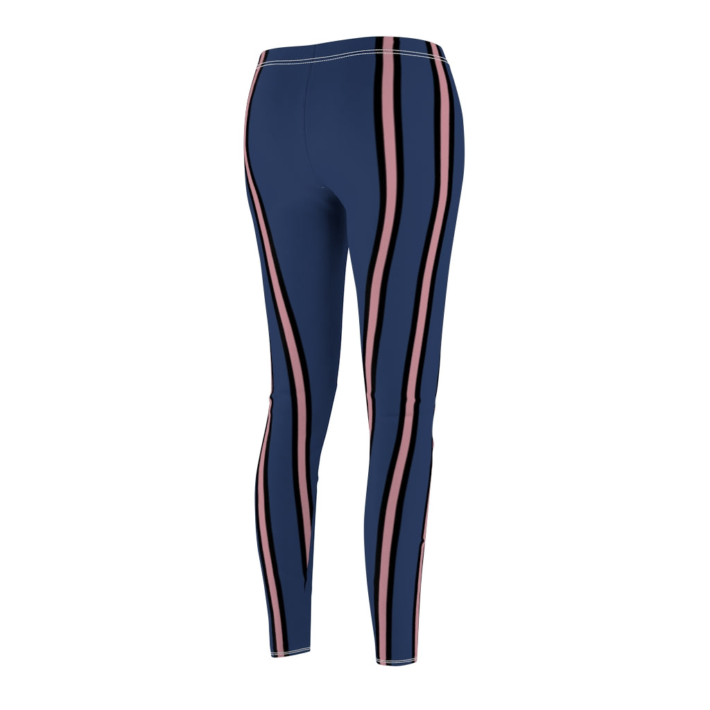 True Navy Triple BSLP Stripes Casual Leggings