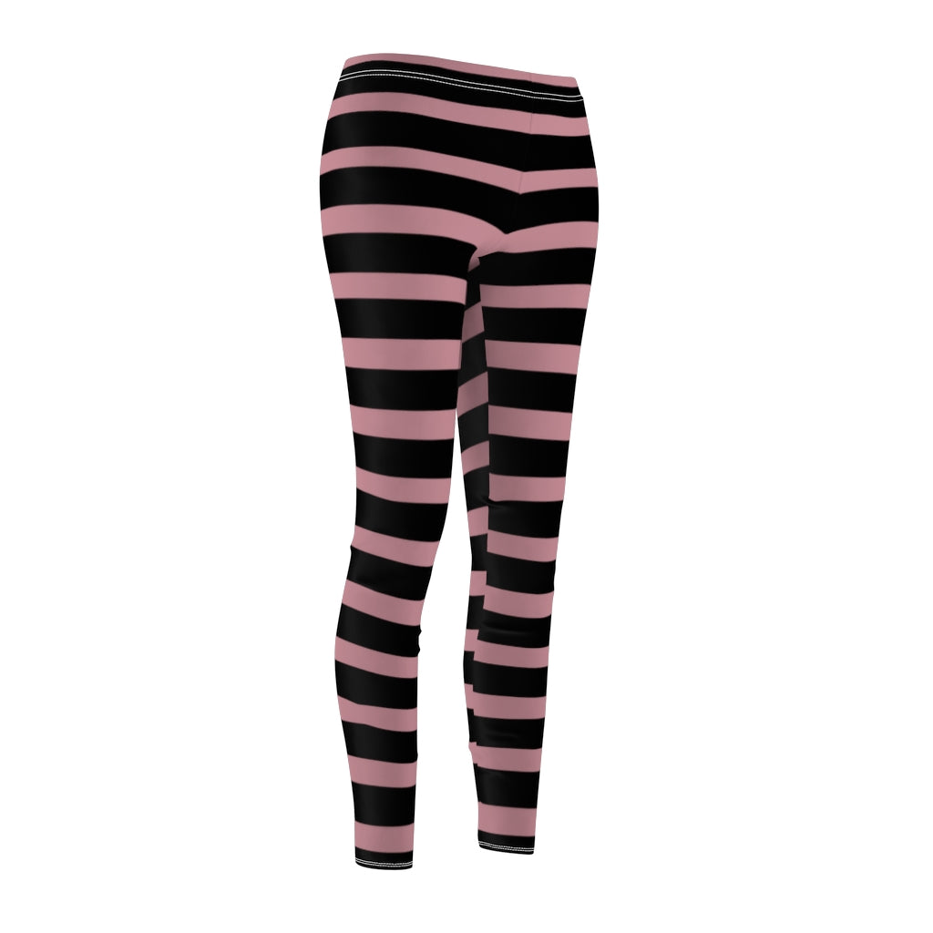 Solid Light Pink BLH Stripes Casual Leggings