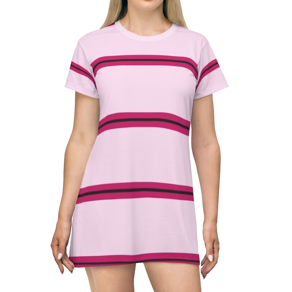 Light Magenta-Pink PRH Stripes T-shirt Dress