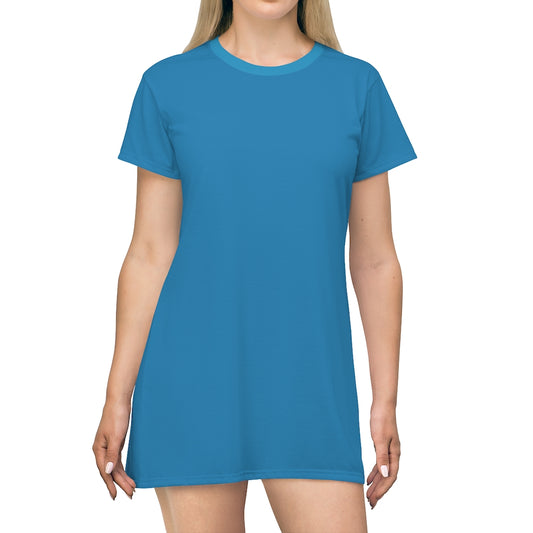 Solid Turquoise T-shirt Dress