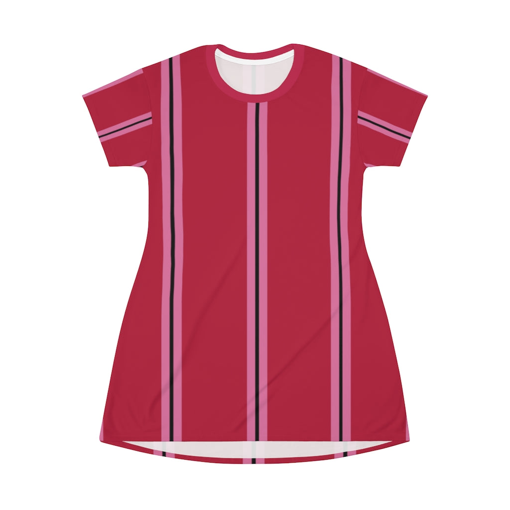 Solid Red SHP Stripes T-shirt Dress