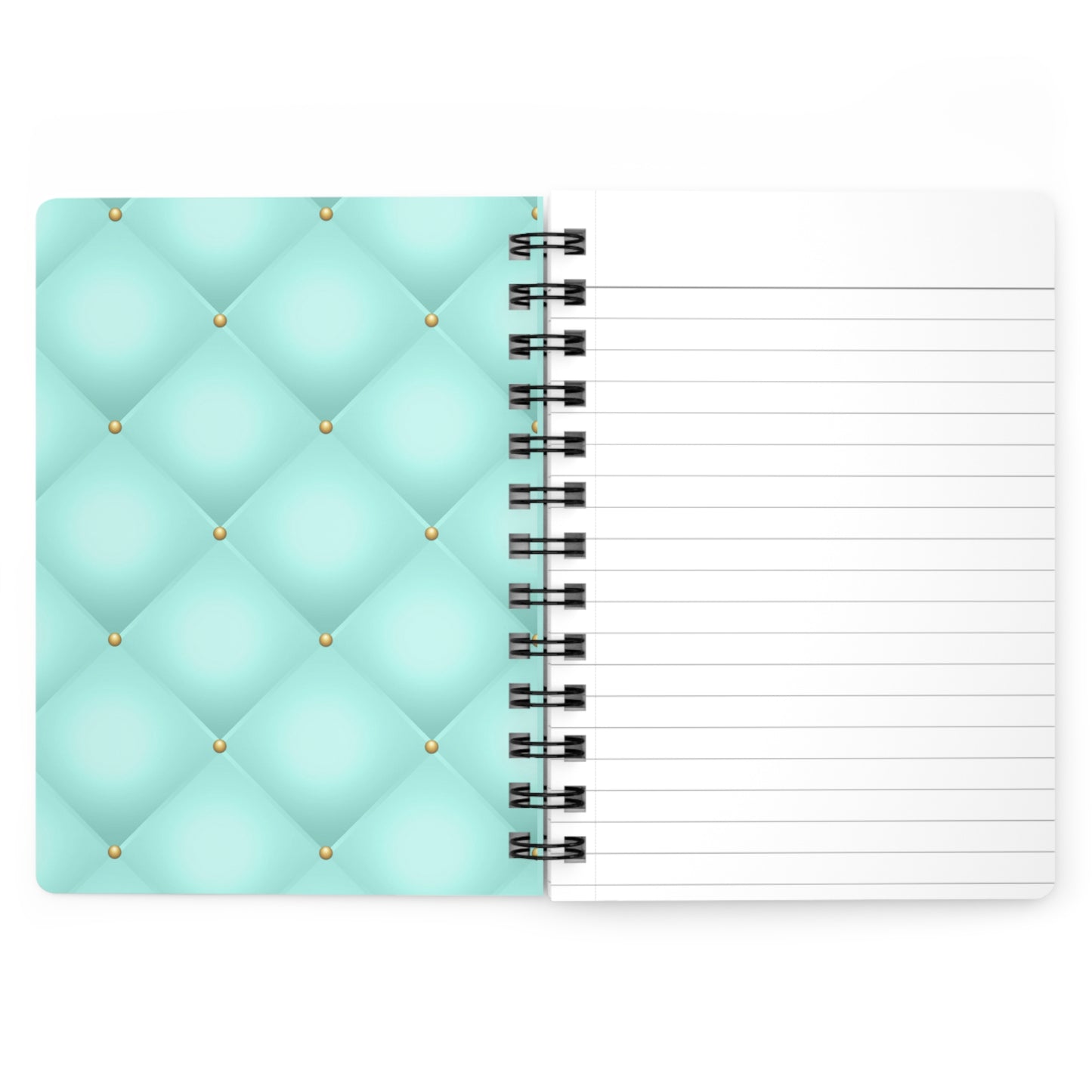Stop for one minute Tufted Print Light Grayish Cyan and Gold Spiral Bound Journal