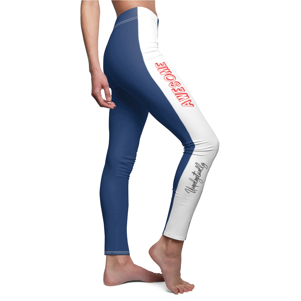Unapologetically Awesome Solid Royal White Stripe Casual Leggings