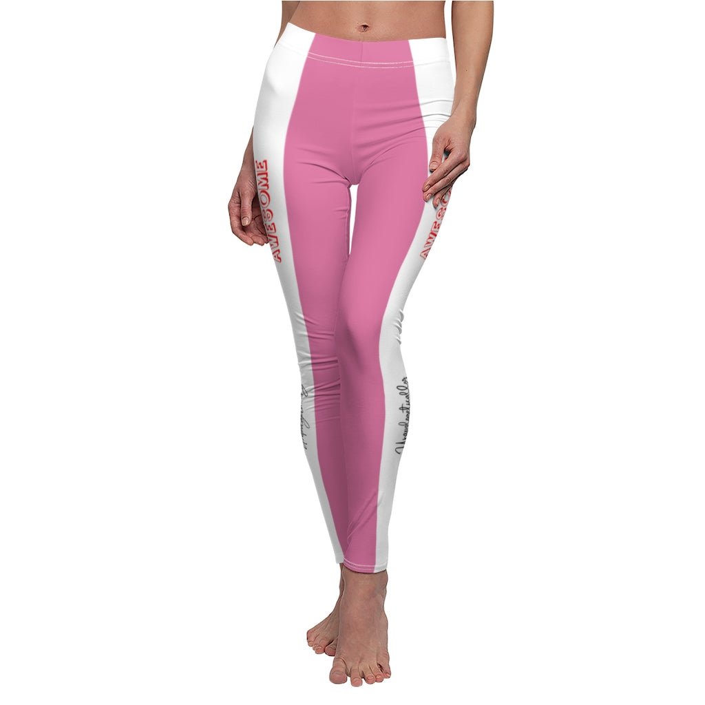 Unapologetically Awesome Solid Hot Pink White Stripe Casual Leggings