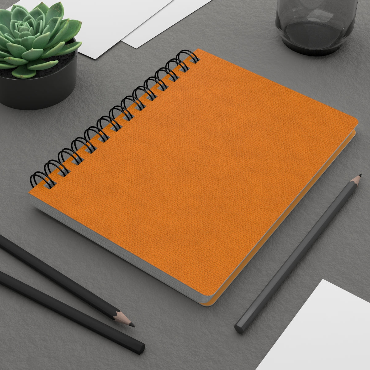 Orange Leather Print Spiral Bound Journal