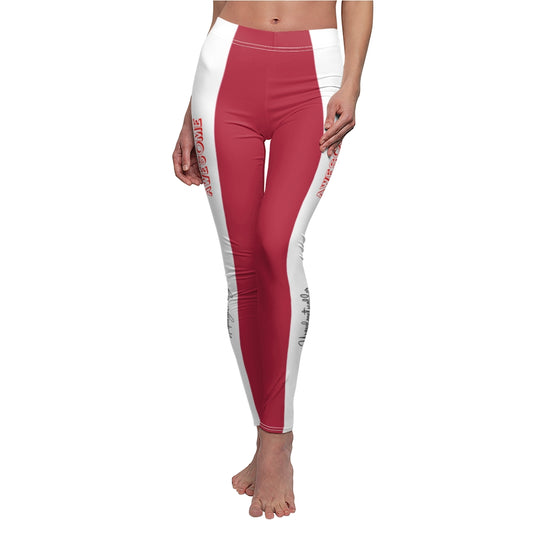 Unapologetically Awesome Solid Red White Stripe Casual Leggings