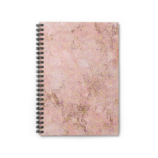 Pink Gold Marble Spiral Ruled Line Notebook