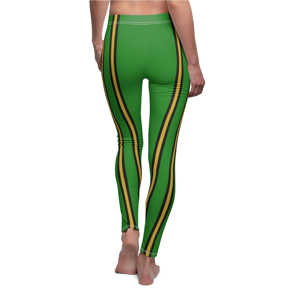Forest Green Triple BMG Stripes Casual Leggings