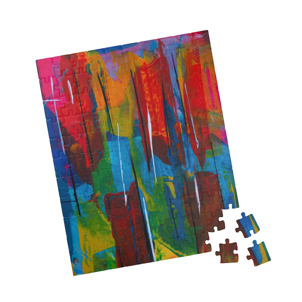 Blue Yellow Red Paint Art Puzzle