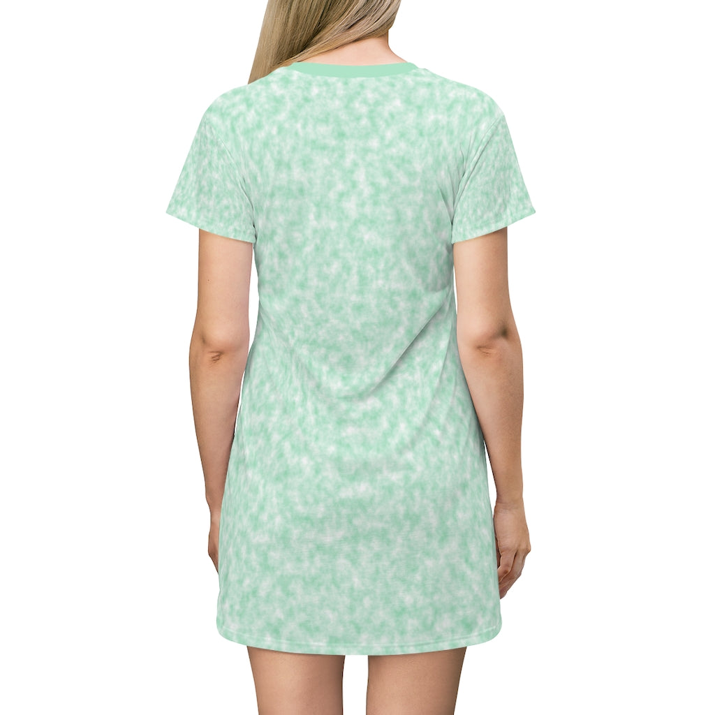Seafoam Green and White Clouds T-shirt Dress