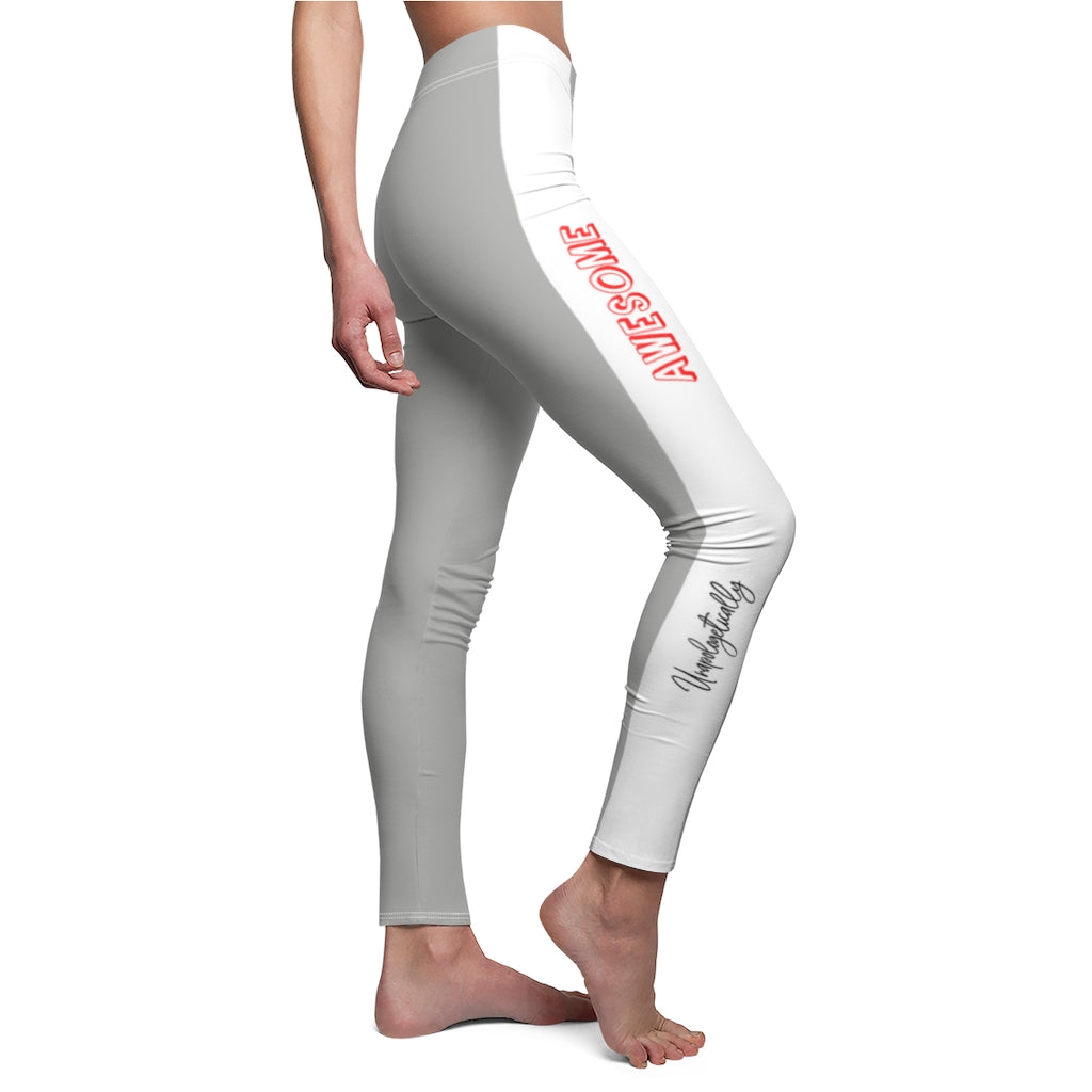 Unapologetically Awesome Sport Grey White Stripe Casual Leggings