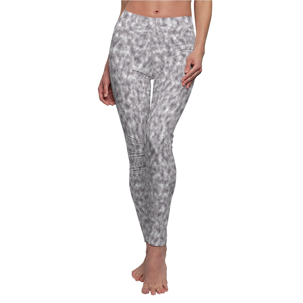 Gray and White Clouds Casual Leggings
