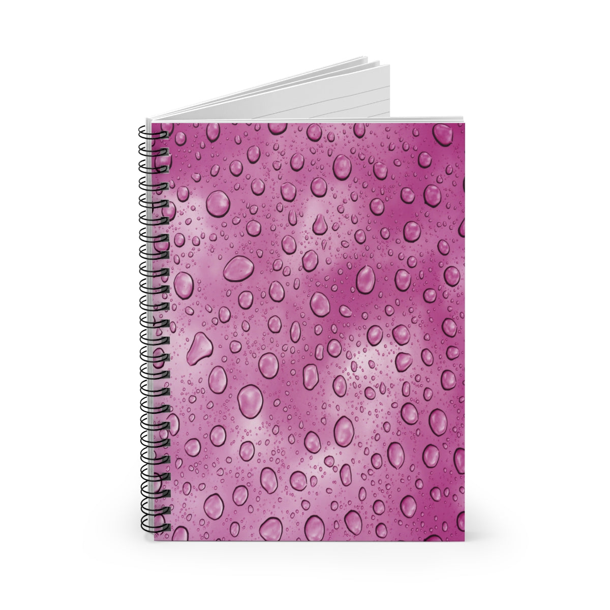 Bright Pink Water Droplets Spiral Ruled Line Notebook