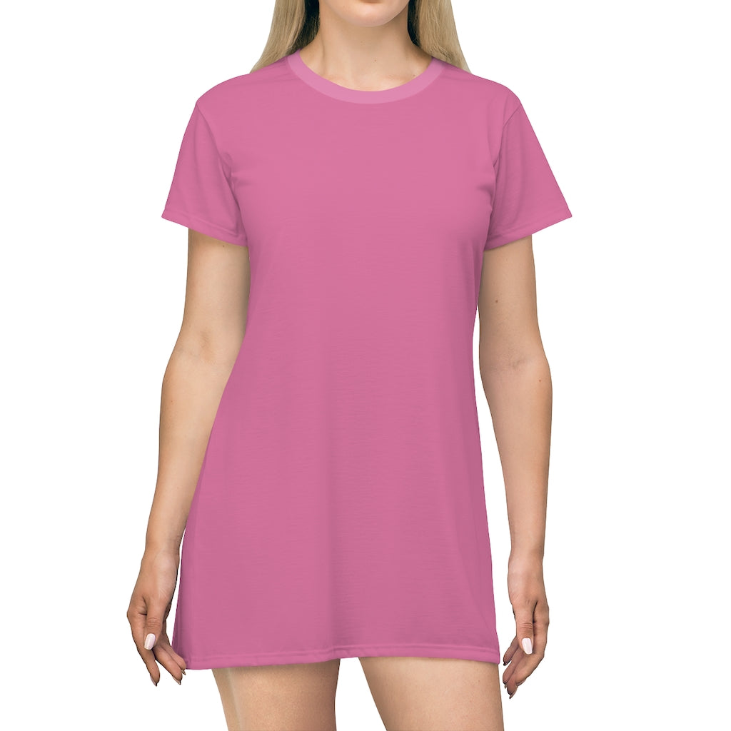 Solid Hot Pink T-shirt Dress