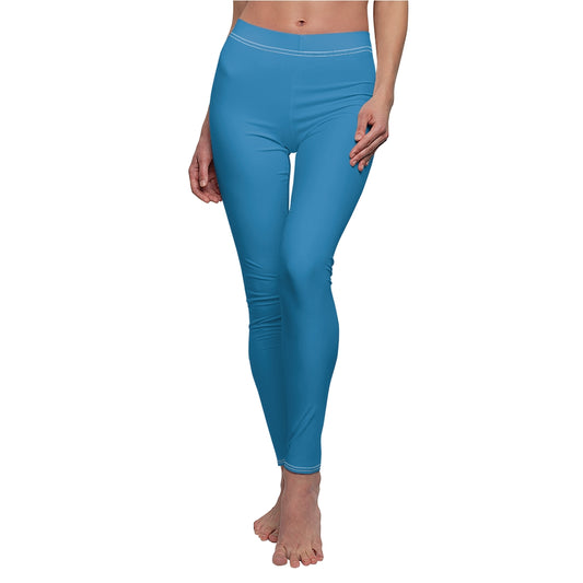 Solid Turquoise Casual Leggings