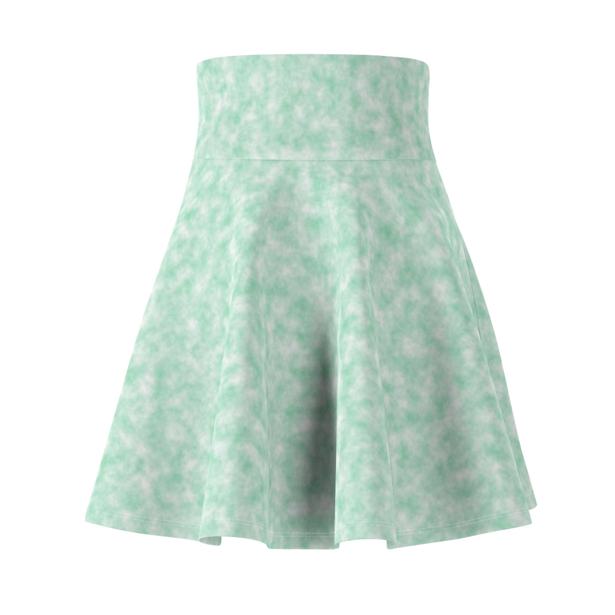 Seafoam Green and White Clouds Skater Skirt