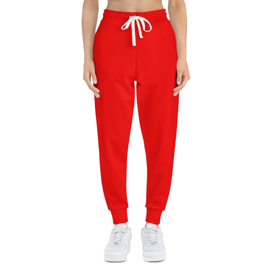 F21 Red Joggers with Model Front