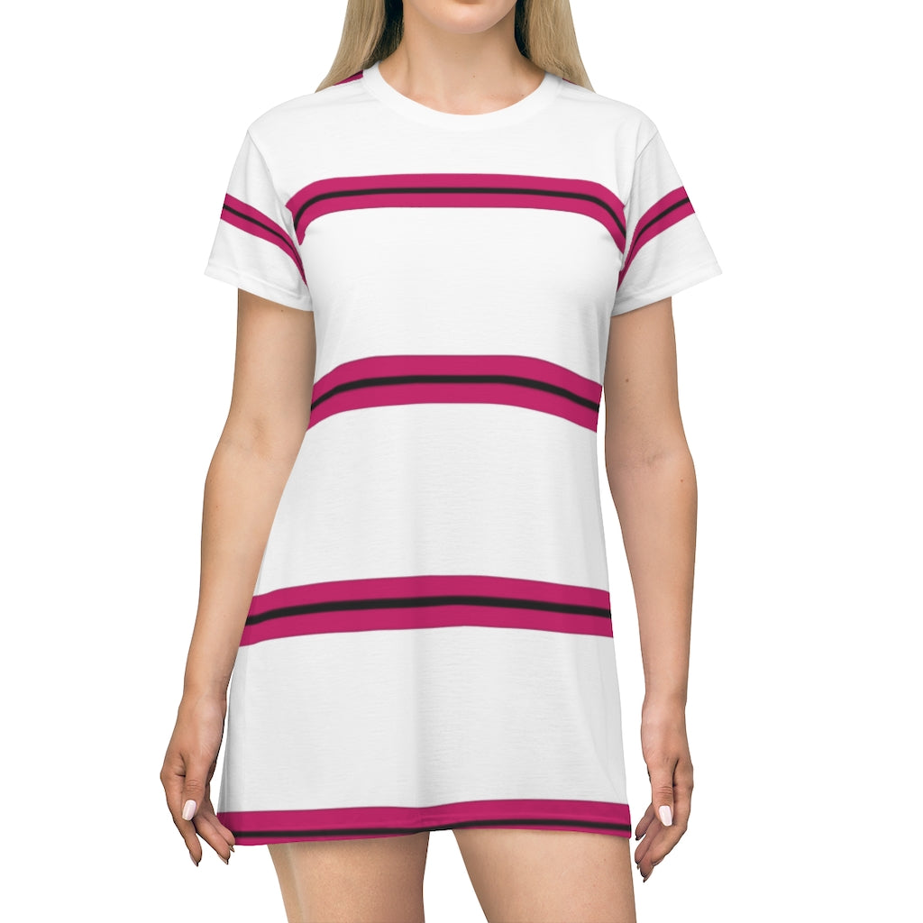 White PRH Stripes T-shirt Dress