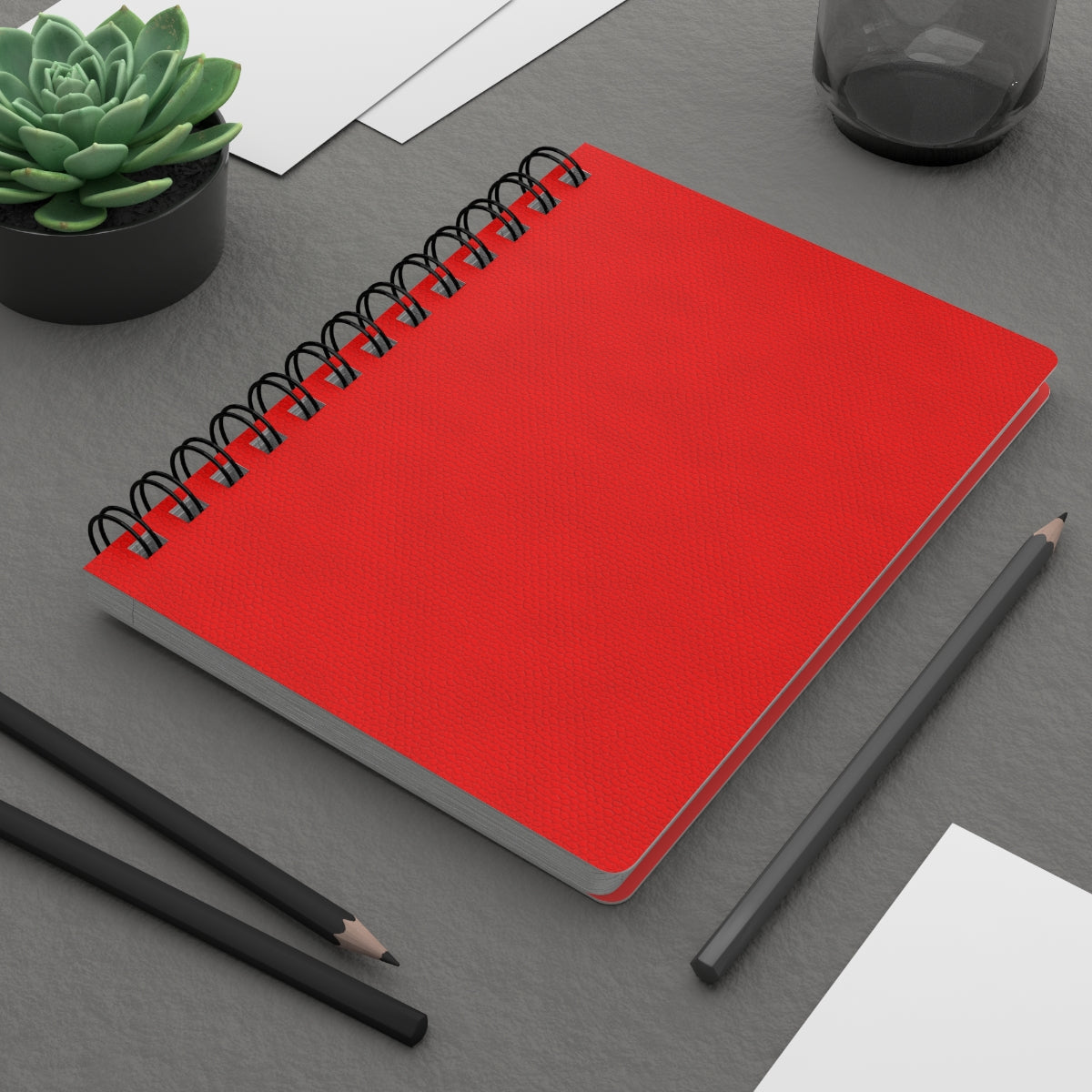Red Leather Print Spiral Bound Journal