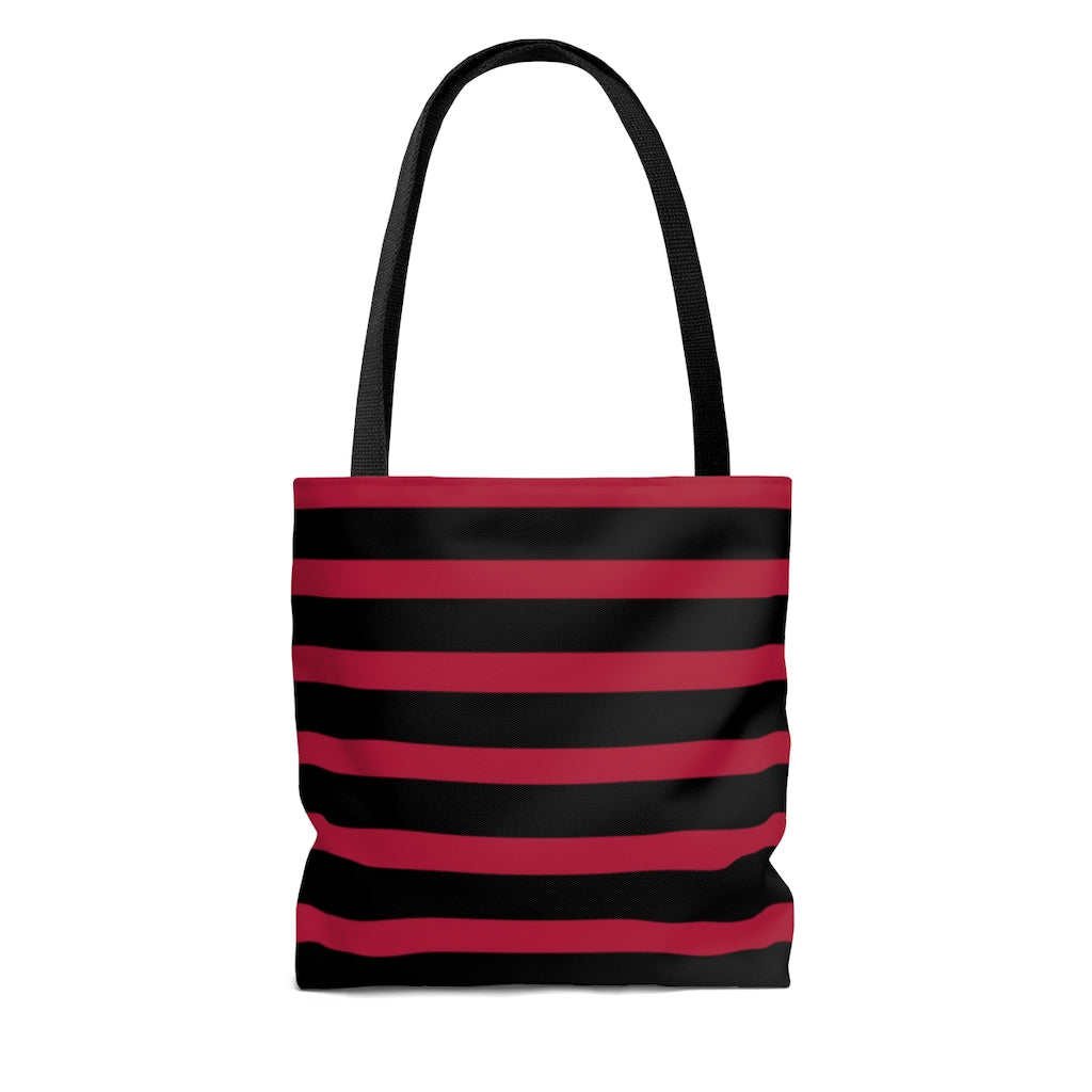 Solid Red BLH Stripes Tote Bag