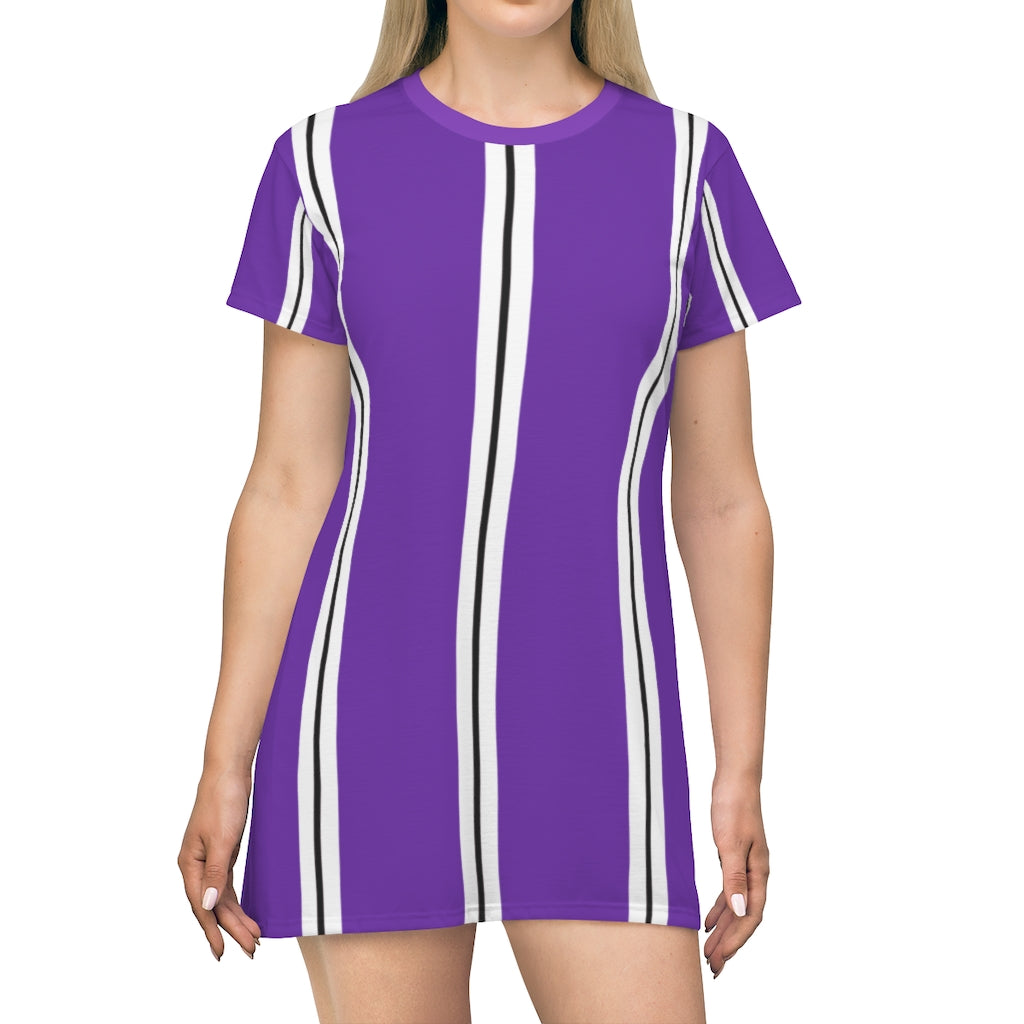 Grape BW Stripes T-shirt Dress