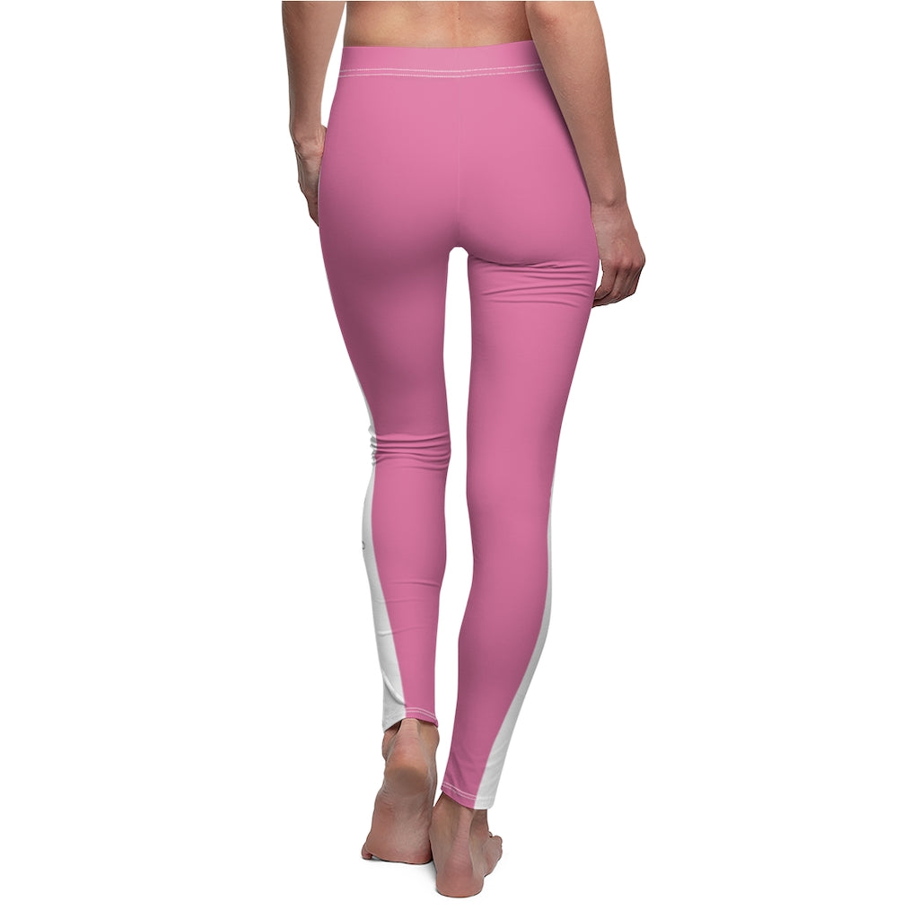 Unapologetically Awesome Solid Hot Pink White Stripe Casual Leggings