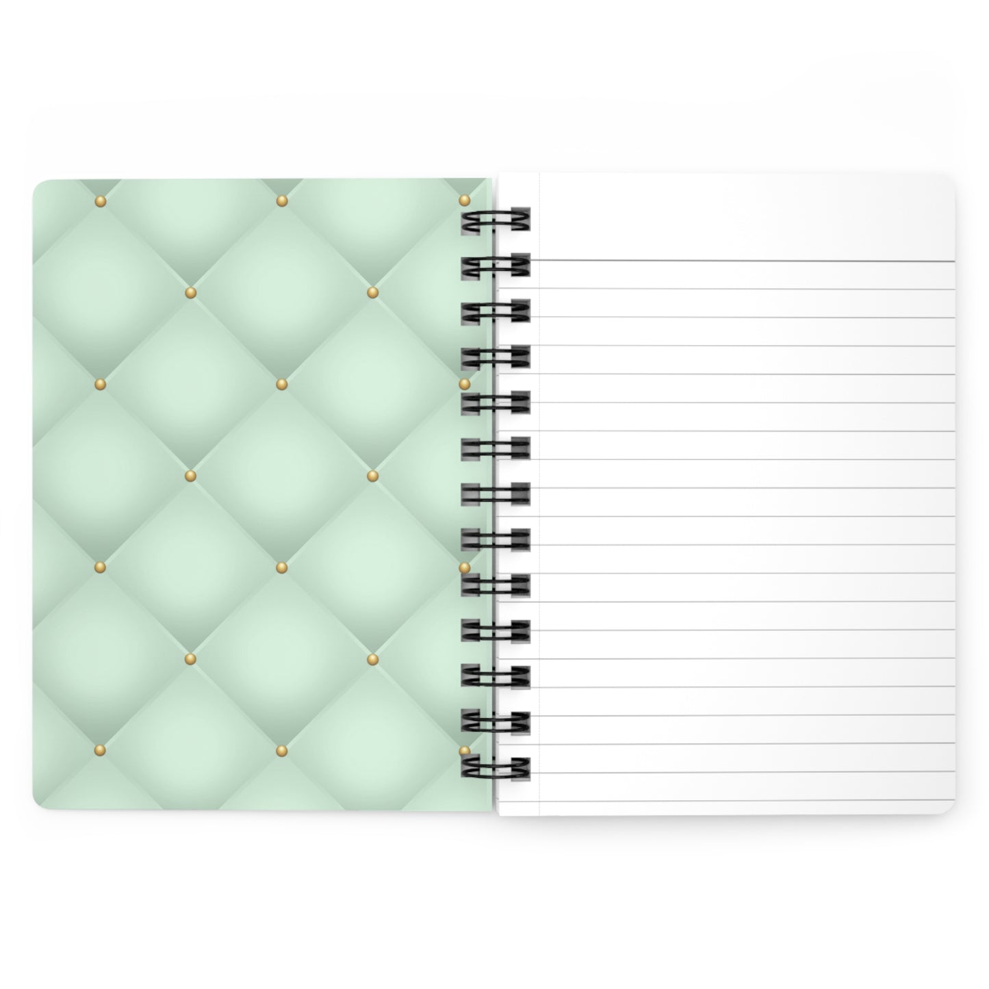 Stop for one minute Tufted Print Cyan Lime Green and Gold Spiral Bound Journal