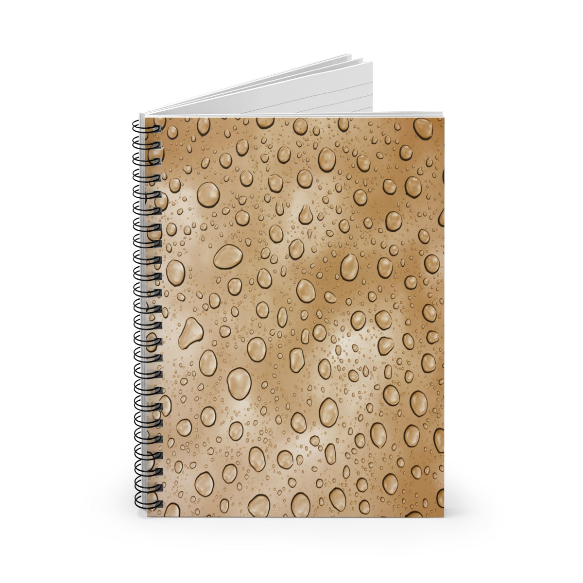 Tan Water Droplets Spiral Ruled Line Notebook