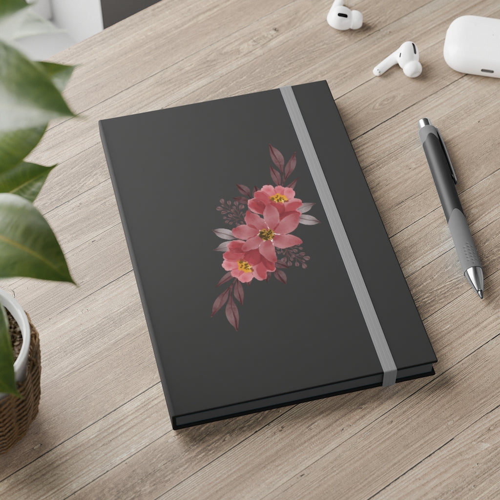Watercolor Red Floral Ruled Color Contrast Notebook