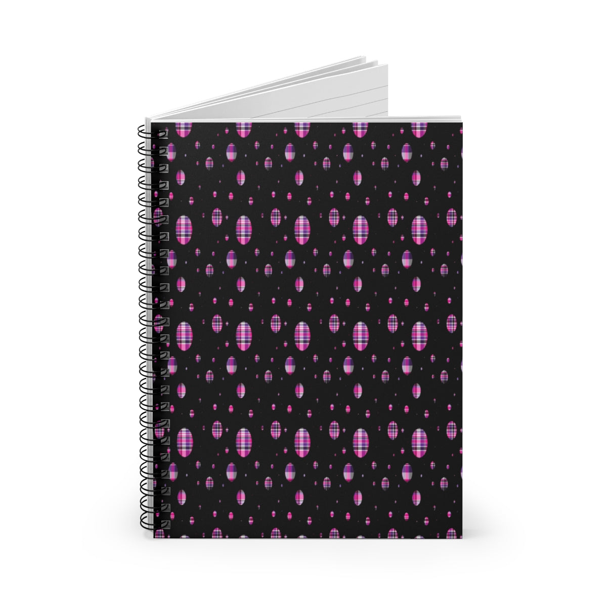 Pink and Purple Plaid Holes Spiral Ruled Line Notebook