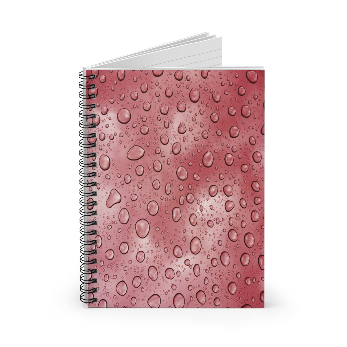 Coral Water Droplets Spiral Ruled Line Notebook