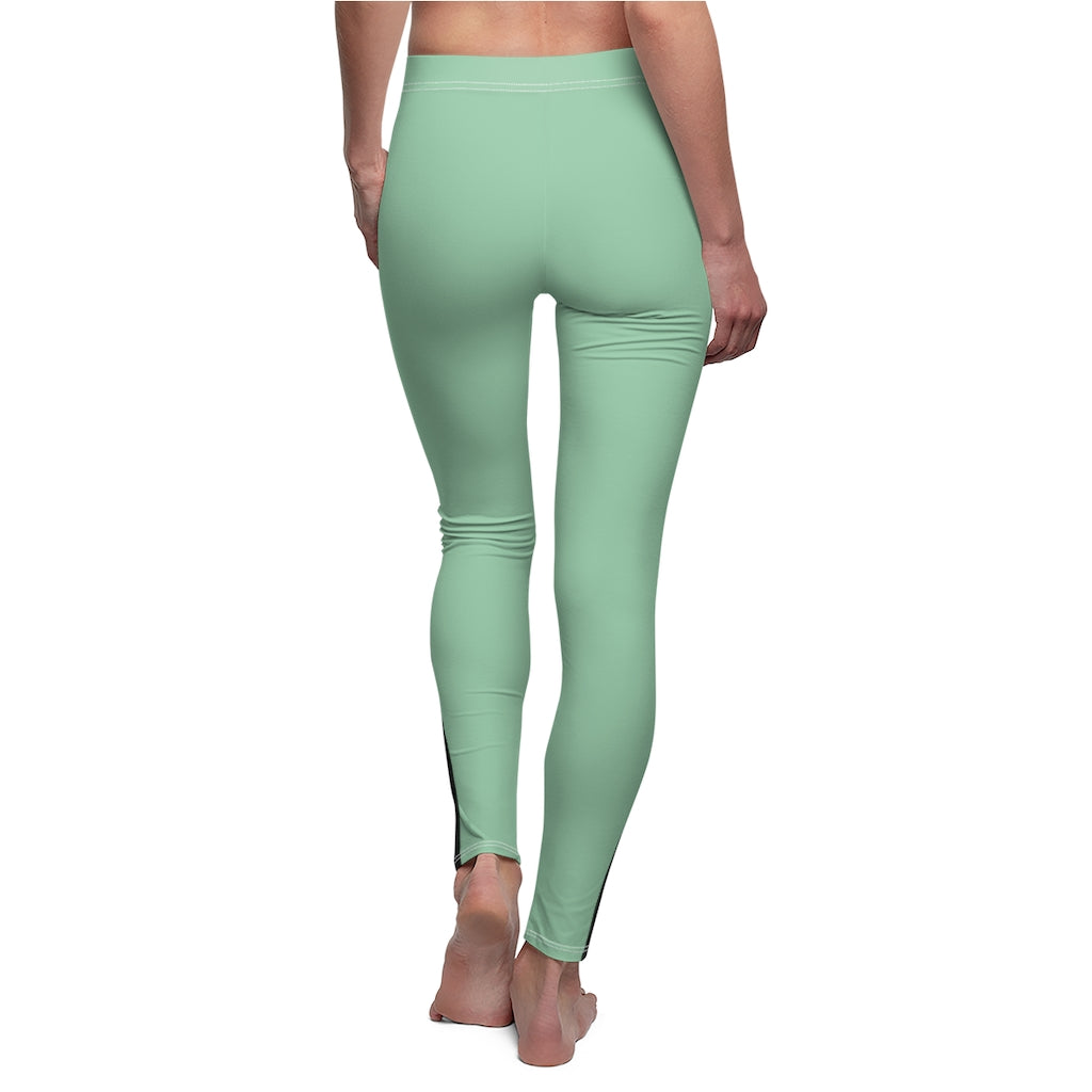 Solid Mint Black Stripe Casual Leggings