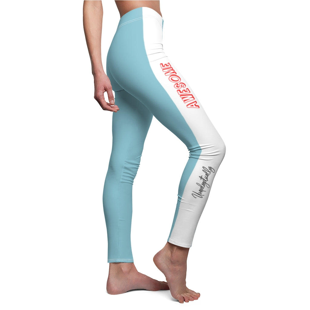 Unapologetically Awesome Solid Cancun White Stripe Casual Leggings
