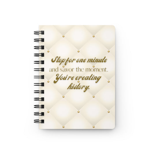 Stop for one minute Tufted Print Light Grayish Orange and Gold Spiral Bound Journal