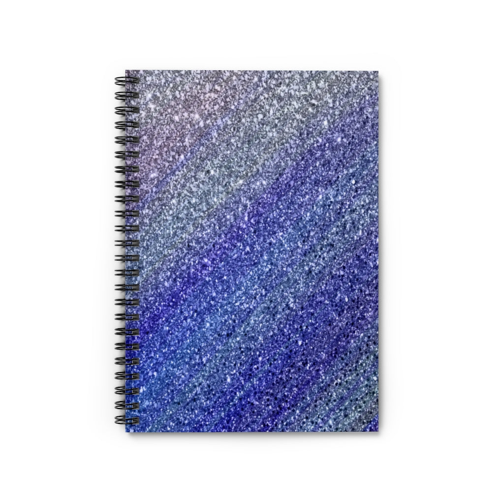 Blue Glitter Spiral Ruled Line Notebook