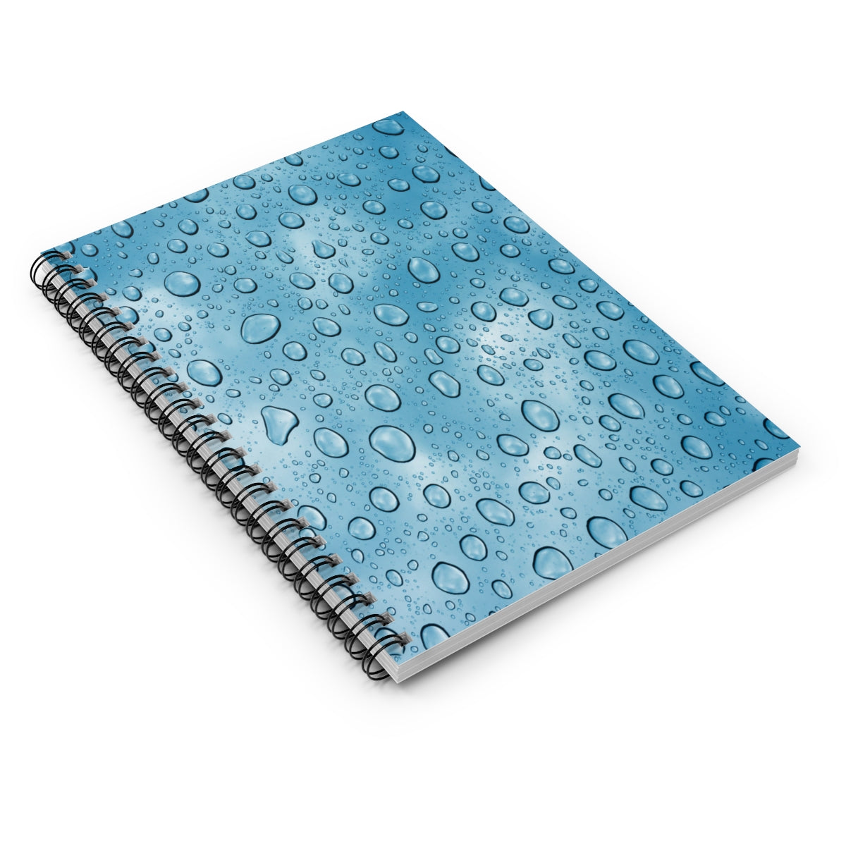 Blue Water Droplets Spiral Ruled Line Notebook