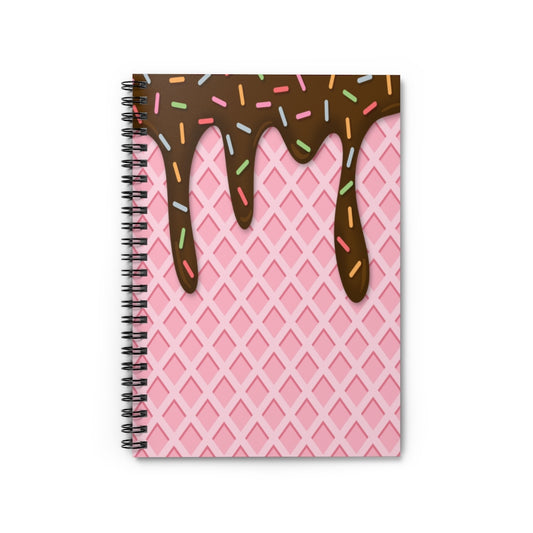 Strawberry Waffle Cone Chocolate Sprinkles Spiral Ruled Line Notebook