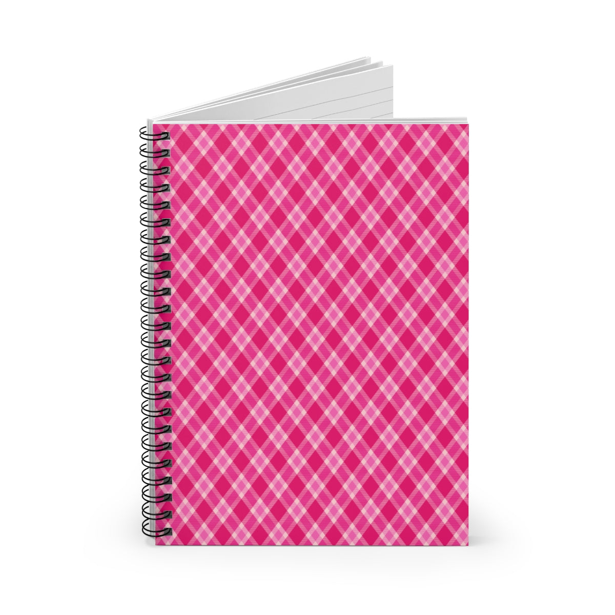 Pink Plaid Spiral Ruled Line Notebook