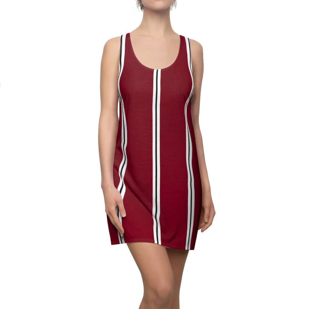 Burgundy BW Stripes Racerback Dress