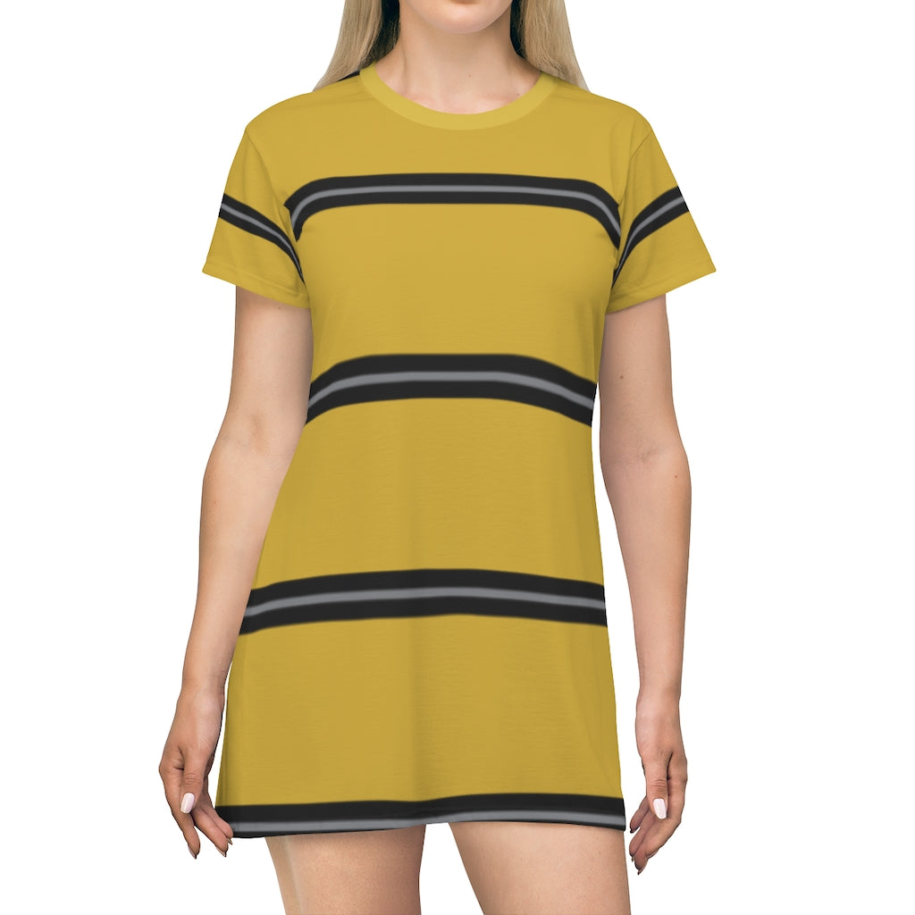 Metallic Gold BBGH Stripes T-Shirt Dress