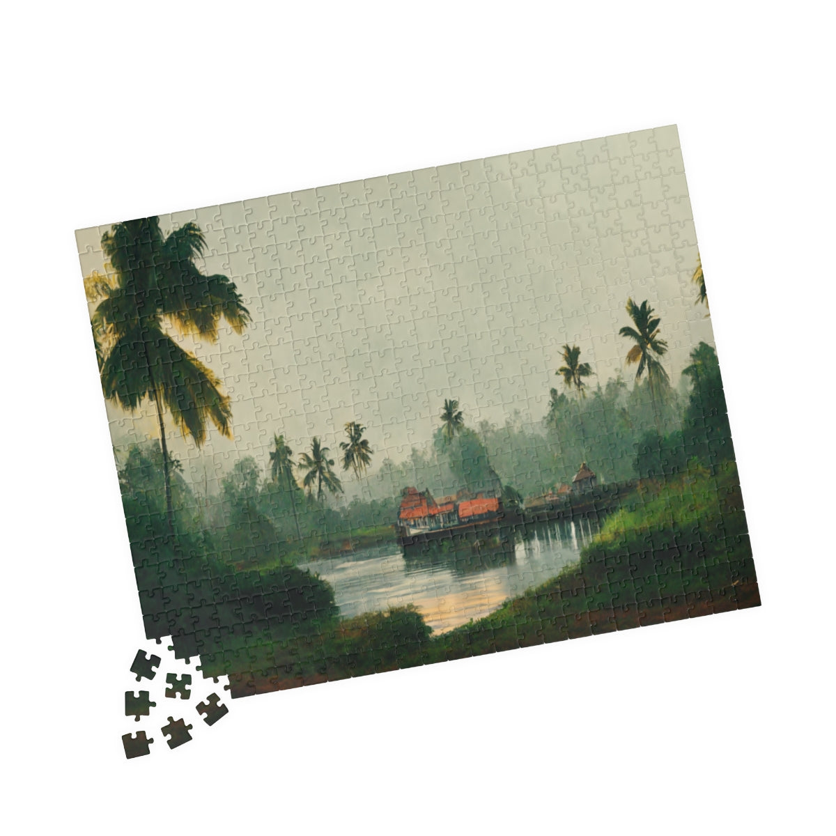 Boat House Surrounded by Palm Trees Puzzle