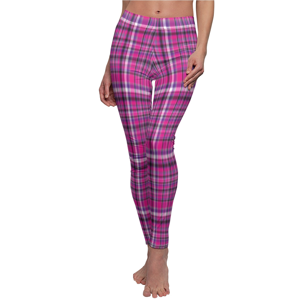 Pink and Purple Plaid Casual Leggings
