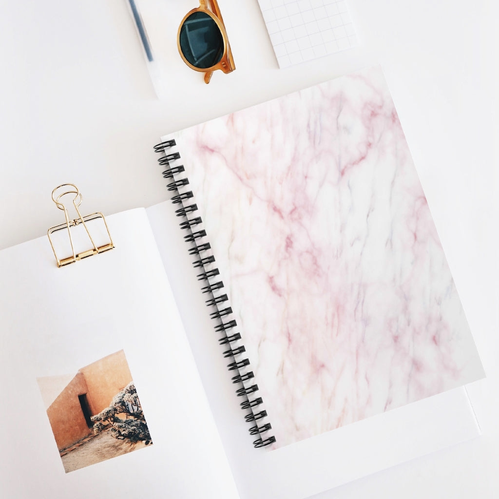 Pink Marble Spiral Ruled Line Notebook