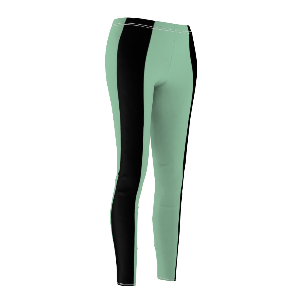 Solid Mint Black Stripe Casual Leggings