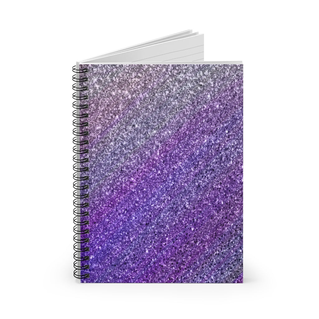 Purple Glitter Spiral Ruled Line Notebook