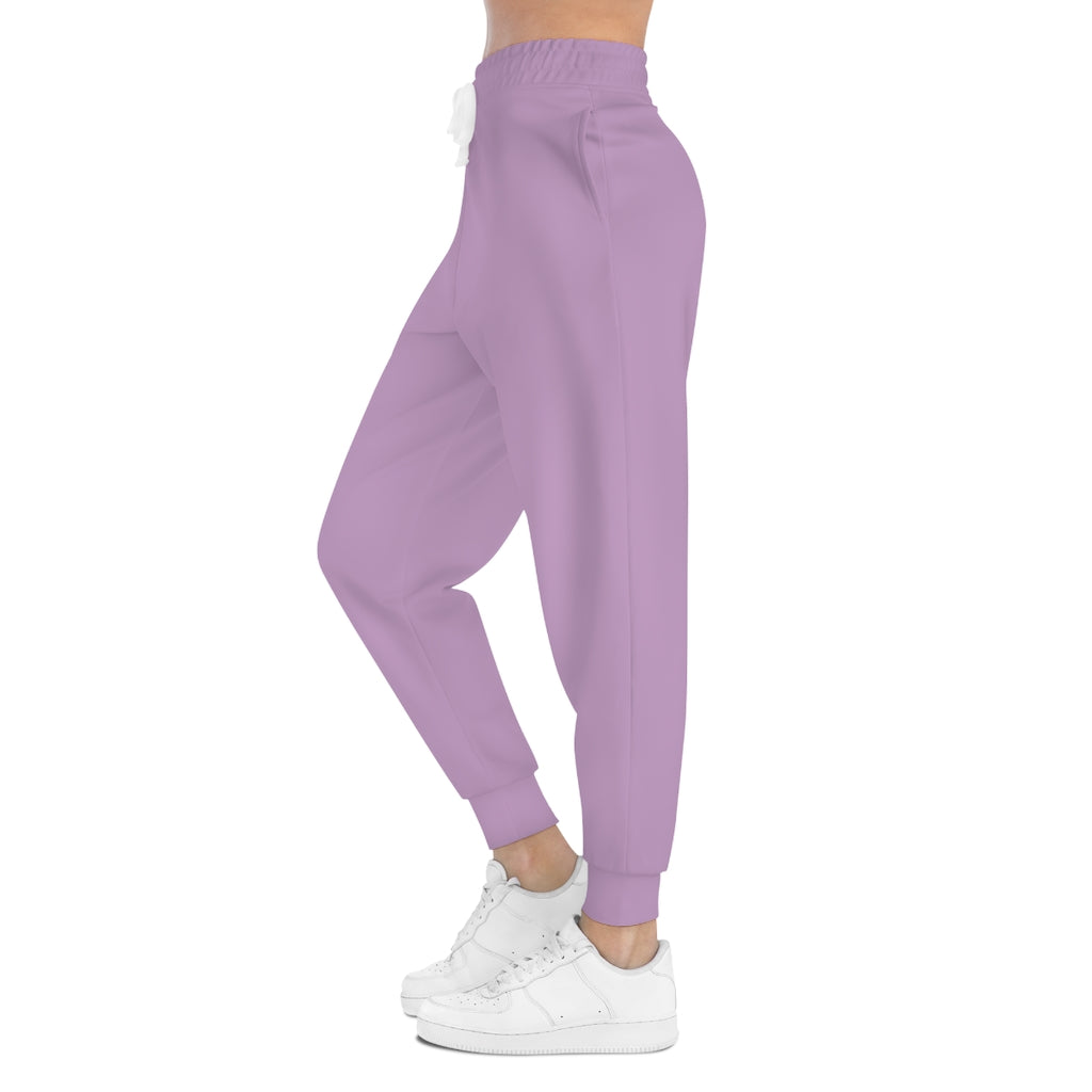 F21 Lilac Joggers with Model Side