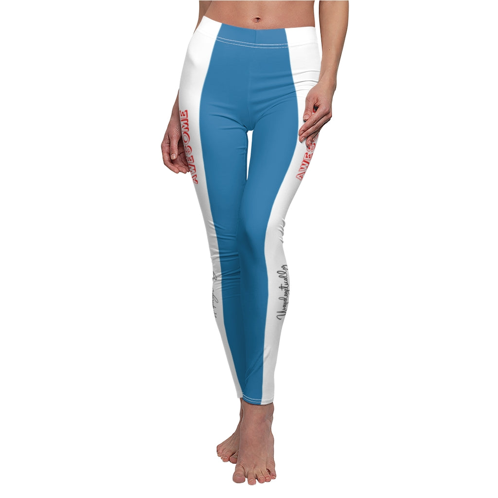 Unapologetically Awesome Sapphire White Stripe Casual Leggings