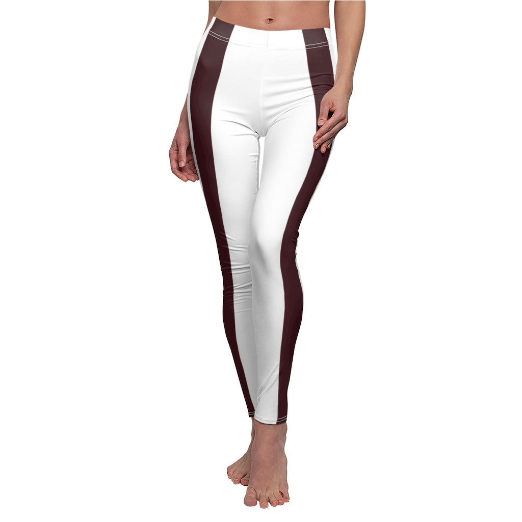 White Chocolate Brown Stripe Casual Leggings