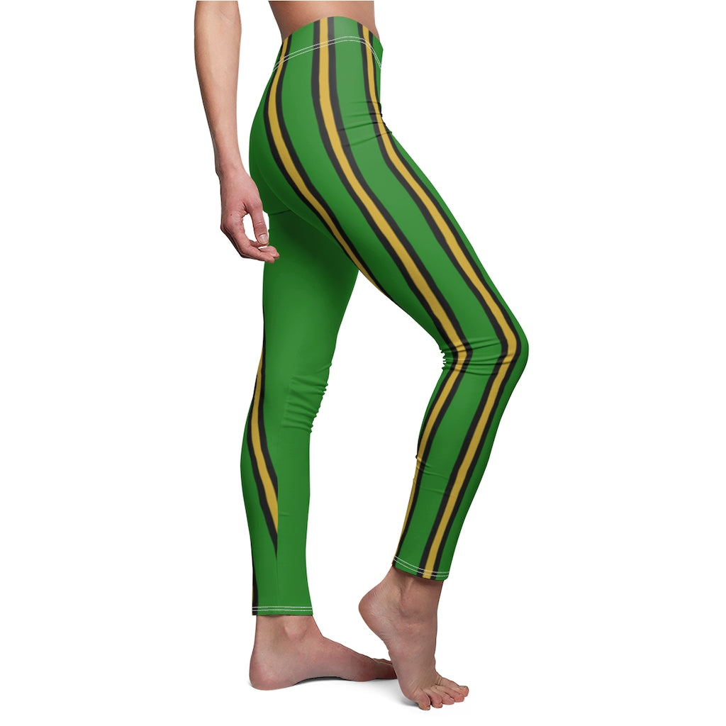 Forest Green Triple BMG Stripes Casual Leggings